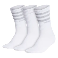 Adidas Women's 3 Stripe Quarter Crew Socks (White)