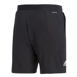 Adidas Men's Club Stretch Woven 9-Inch Shorts (Black/White) -Ball Games Shop GL5409 APP photo back center white
