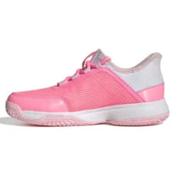 Adidas Adizero Club Junior Tennis Shoe (Pink/White) -Ball Games Shop GX1855 5 FOOTWEAR Photography SideMedialCenterView white