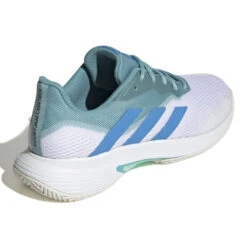 Adidas CourtJam Control Men's Tennis Shoe (Mint/Blue/White) -Ball Games Shop GY4002 7 FOOTWEAR Photography BackLateralTopView white