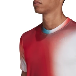 Adidas Men's Melbourne FreeLift Printed Top (White/Vivid Red/Black) 19 Adidas Men's Melbourne FreeLift Printed Top (White/Vivid Red/Black) -Ball Games Shop H67126 APP on model detail 2 white