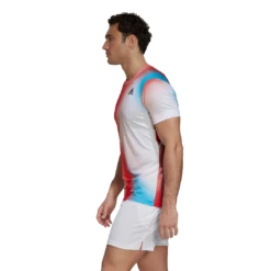 Adidas Men's Melbourne FreeLift Printed Top (White/Vivid Red/Black) 15 Adidas Men's Melbourne FreeLift Printed Top (White/Vivid Red/Black) -Ball Games Shop H67126 APP on model side white