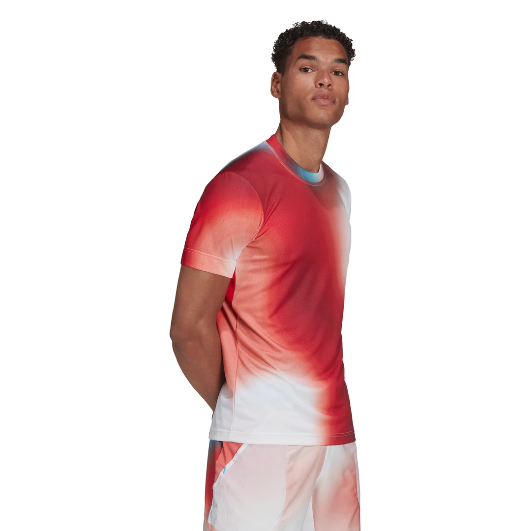 Adidas Men's Melbourne FreeLift Printed Top (White/Vivid Red/Black) 7 Adidas Men's Melbourne FreeLift Printed Top (White/Vivid Red/Black) - Image 5