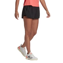 Adidas Women's Club Shorts (Black/Grey Five) 10 Adidas Women's Club Shorts (Black/Grey Five) -Ball Games Shop HF1769 APP on model walking white