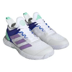 Adidas Adizero Ubersonic 4 Women's Tennis Shoe (White) -Ball Games Shop HQ8390 6 FOOTWEAR Photography FrontLateralTopView transparent
