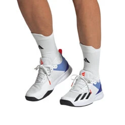 Adidas Courtflash Speed Men's Tennis Shoe (White/Black) -Ball Games Shop HQ8481 11 FOOTWEAR OnModel FrontView transparent