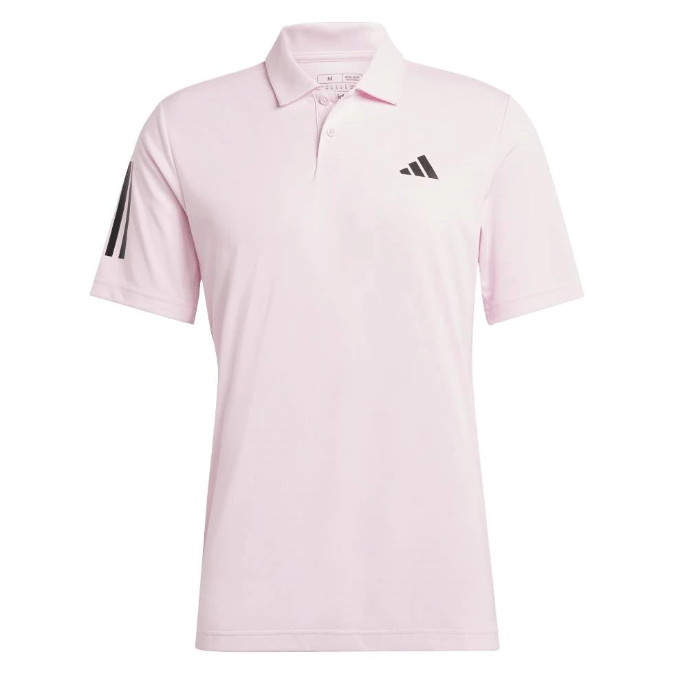 Adidas Men's 3 Stripe Club Polo (Pink) 3 Adidas Men's 3 Stripe Club Polo (Pink)