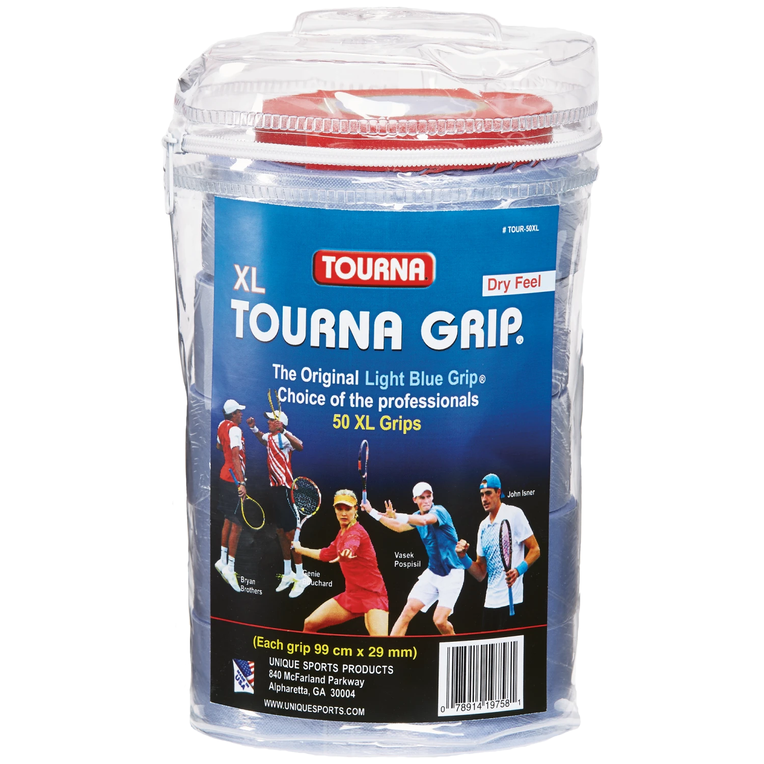 Tourna Grip Original XL Overgrip 50 Pack Travel Pouch (Blue) 3 Tourna Grip Original XL Overgrip 50 Pack Travel Pouch (Blue)