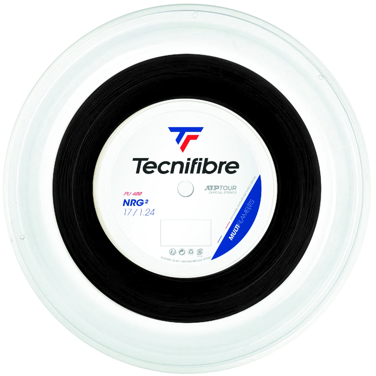 Tecnifibre NRG2 17/1.24 Tennis String Reel (Black) 3 Tecnifibre NRG2 17/1.24 Tennis String Reel (Black)