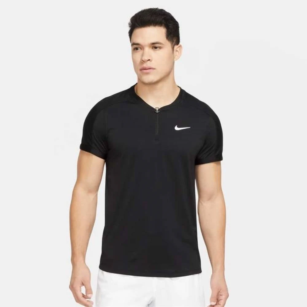 Nike Men's Dri-FIT Slam Zip Polo (Black/White) 3 Nike Men's Dri-FIT Slam Zip Polo (Black/White)