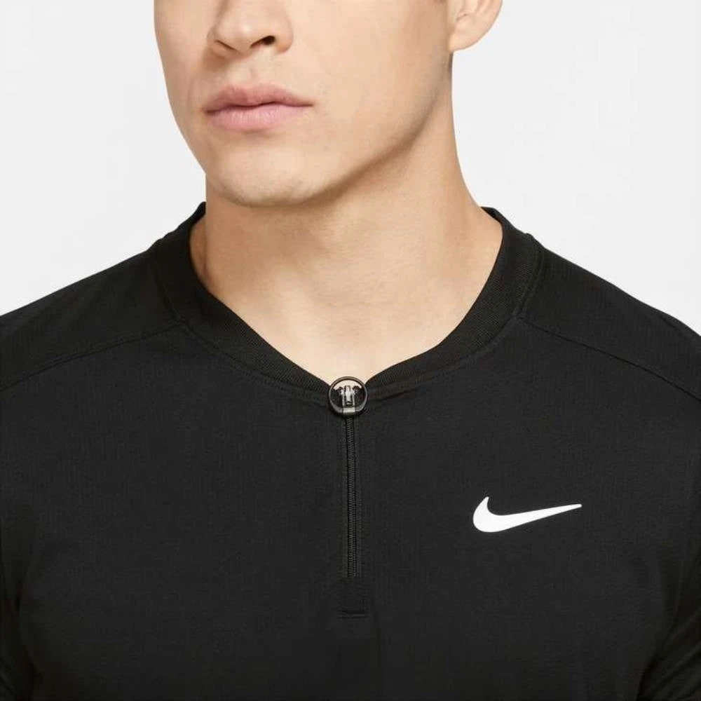 Nike Men's Dri-FIT Slam Zip Polo (Black/White) 4 Nike Men's Dri-FIT Slam Zip Polo (Black/White) - Image 2